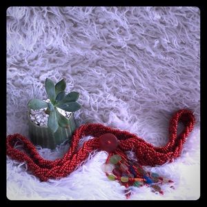 Handmade Burnt Orange Beaded Belt.
